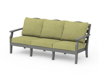POLYWOOD Savannah Deep Seating Sofa in Slate Grey / Chartreuse Boucle