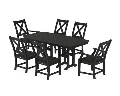 POLYWOOD Braxton 7-Piece Dining Set - 37" x 72" Table in Black