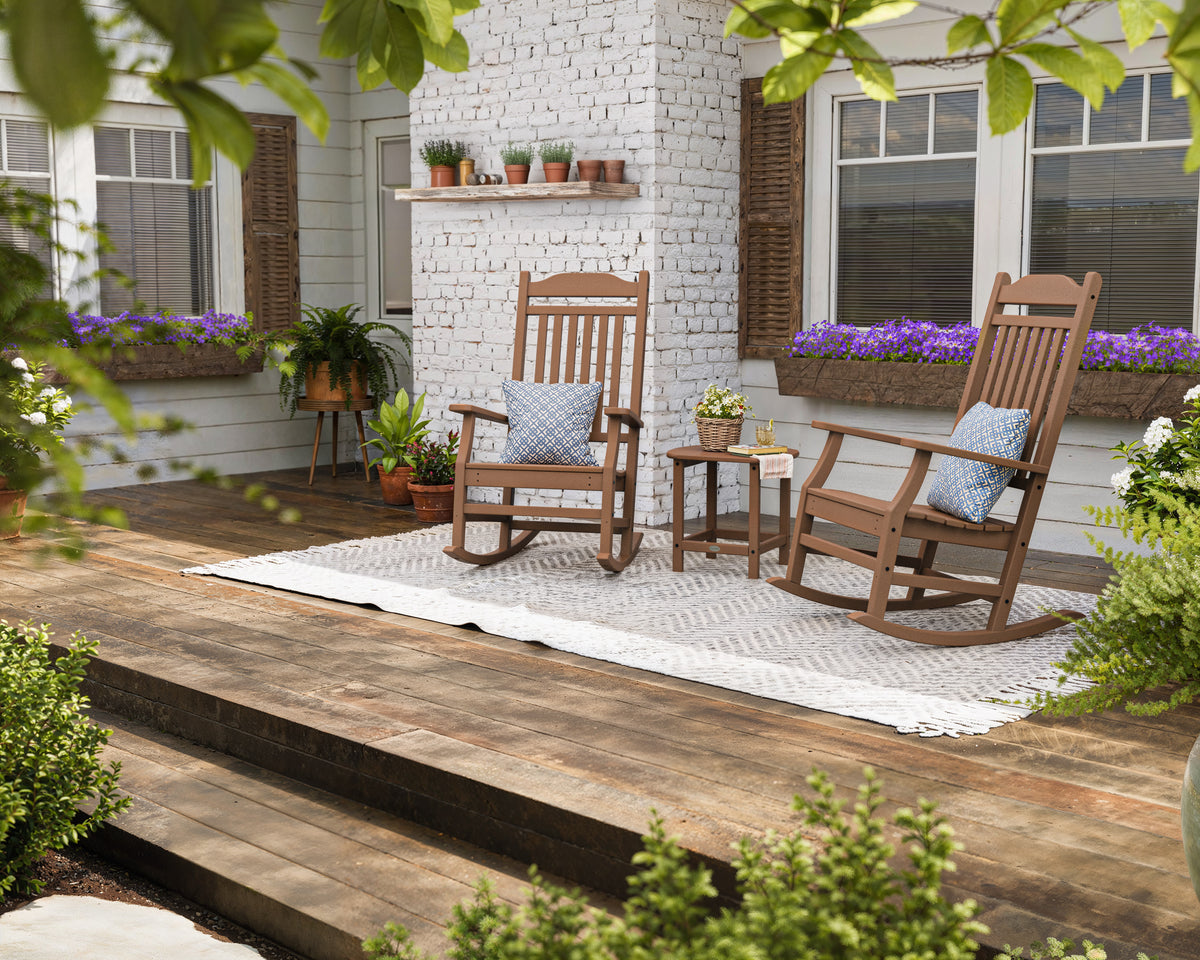 POLYWOOD Cottage Rocking Chair 3-Piece Set in an outdoor setting