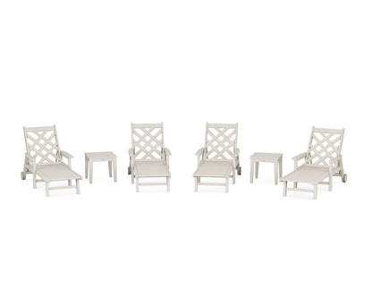 POLYWOOD Wovendale 6-Piece Chaise Set with Arms and Wheels in Sand