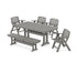 POLYWOOD Nautical Lowback 6-Piece Dining Set with Trestle Legs and Bench in Slate Grey