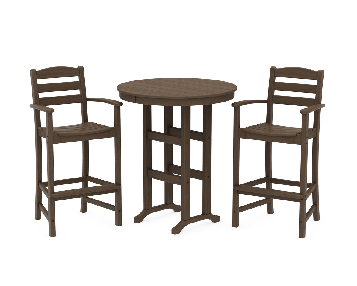 POLYWOOD La Casa Café 3-Piece Round Farmhouse Bar Set in Kona