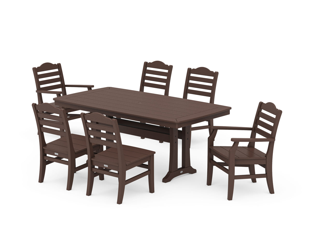 POLYWOOD Savannah 7-Piece Dining Set with Trestle Legs in Mahogany
