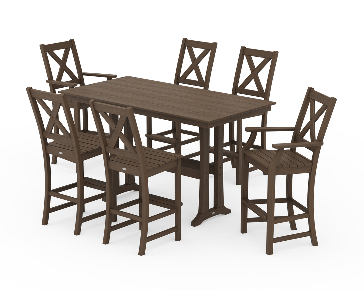 POLYWOOD Braxton 7-Piece Farmhouse Trestle Bar Set in Kona