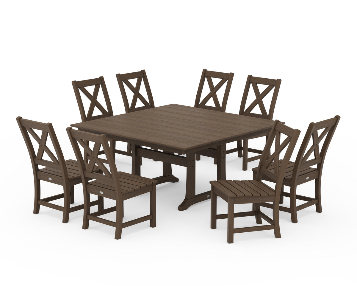 POLYWOOD Braxton Side Chair 9-Piece Farmhouse Dining Set in Kona