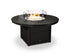 Black fire pit table with flames on a white background