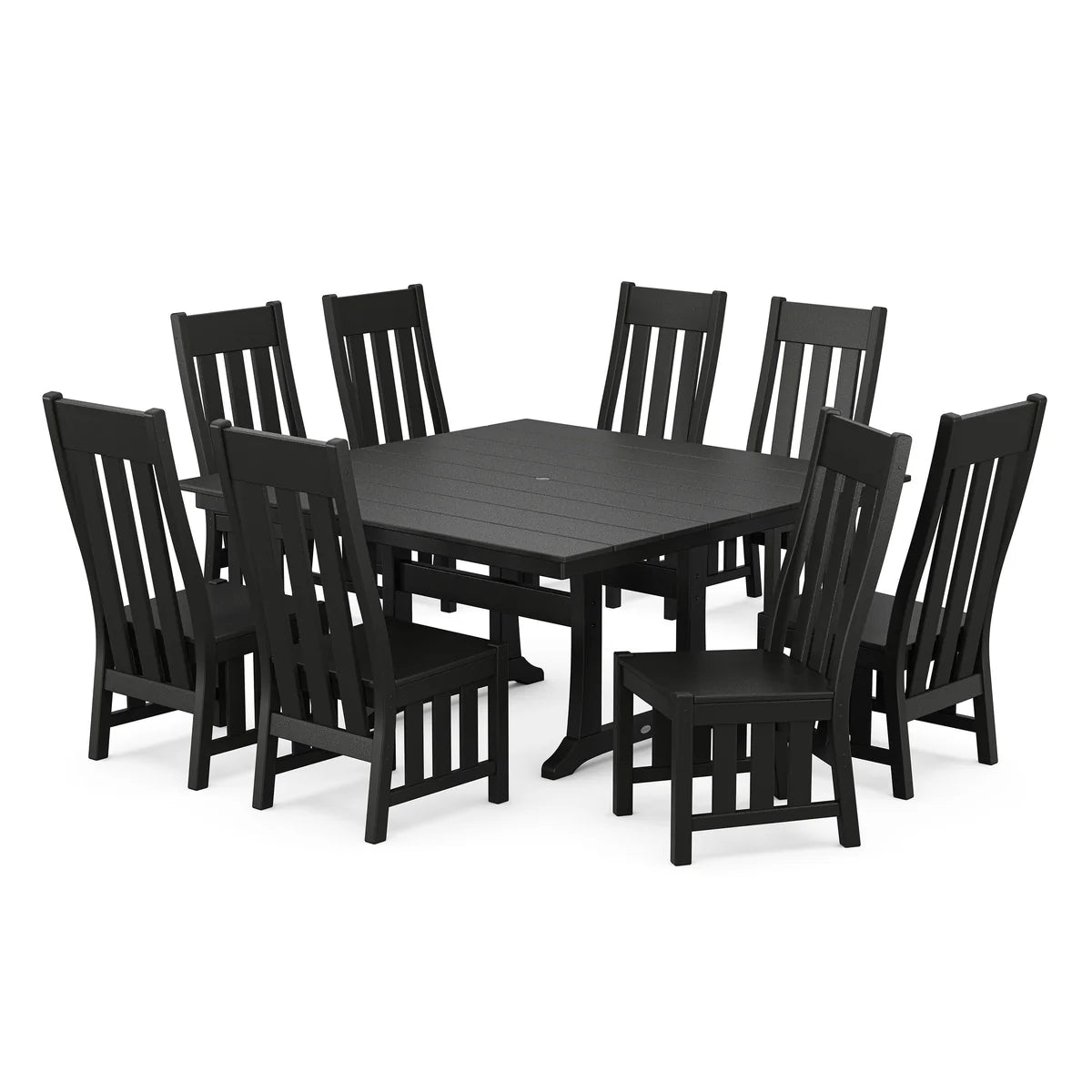 POLYWOOD Acadia Side Chair 9-Piece Square Farmhouse Dining Set with Trestle Legs