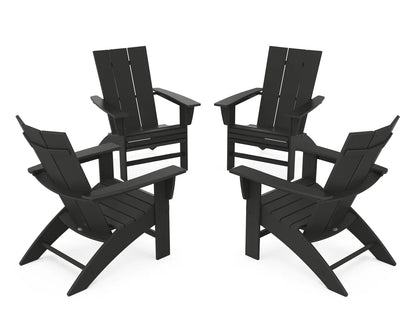 POLYWOOD 4-Piece Modern Curveback Adirondack Conversation Set