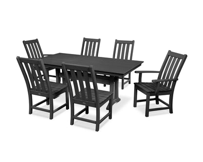 POLYWOOD Vineyard 7-Piece Farmhouse Dining Set with Trestle Legs