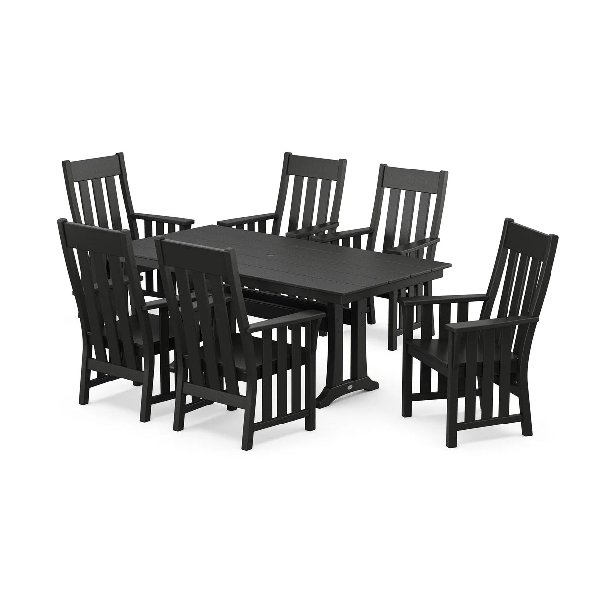POLYWOOD Acadia Arm Chair 7-Piece Farmhouse Dining Set with Trestle Legs