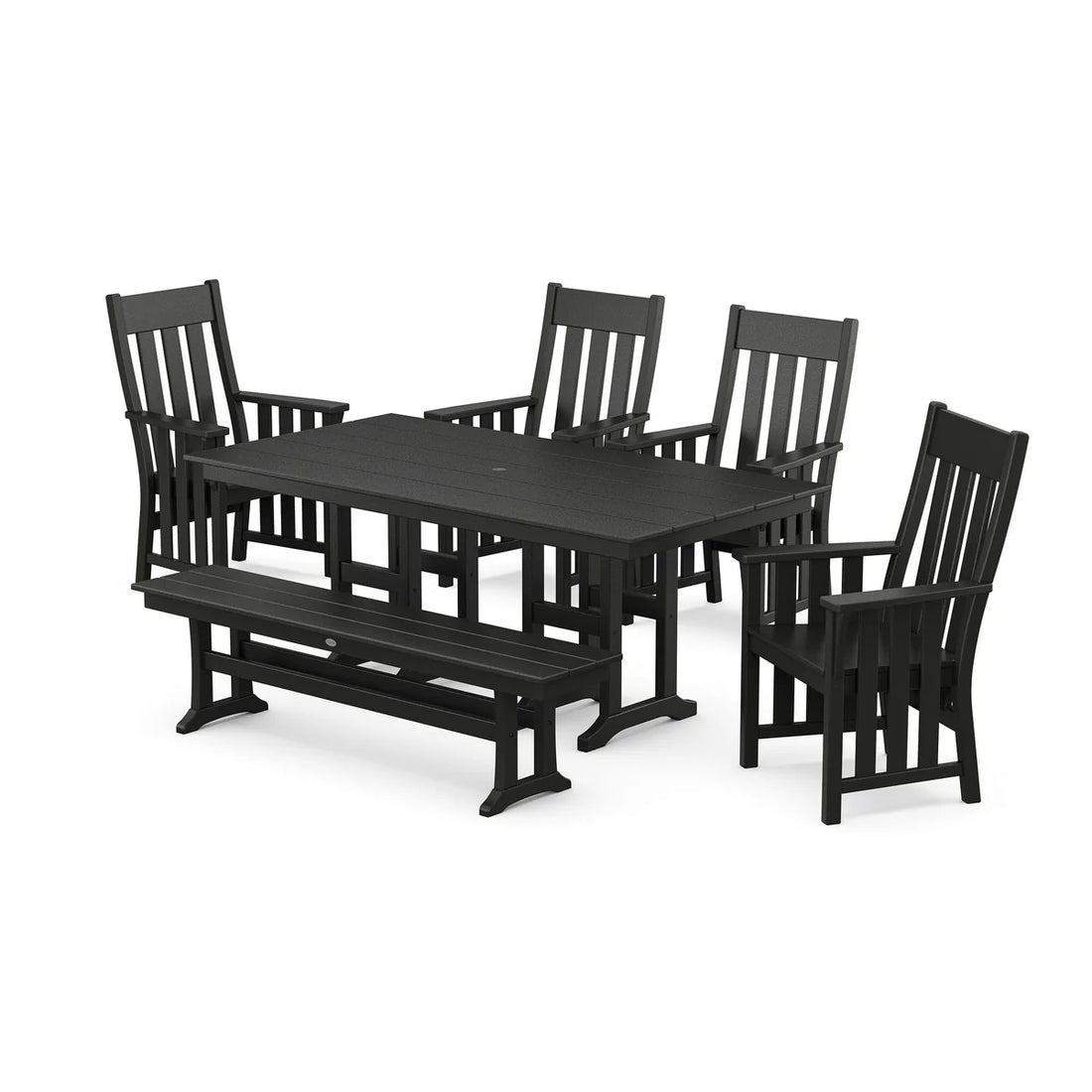 POLYWOOD Acadia 6-Piece Farmhouse Dining Set with Bench