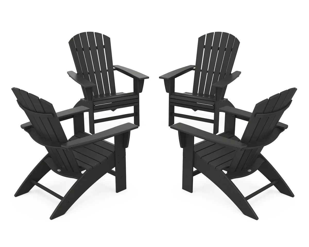 POLYWOOD 4-Piece Nautical Curveback Adirondack Chair Conversation Set
