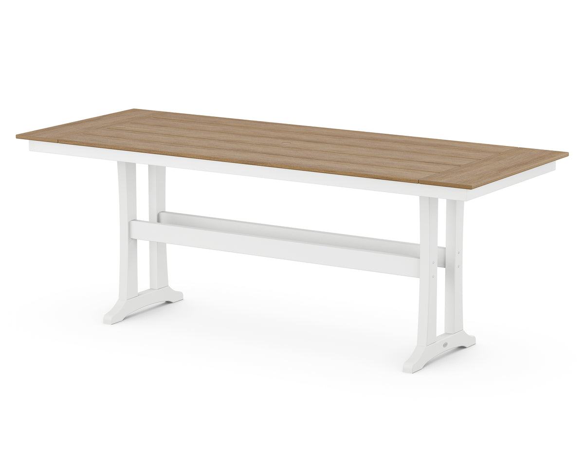 POLYWOOD Farmhouse Trestle 38" x 96" Counter Table in White / Natural