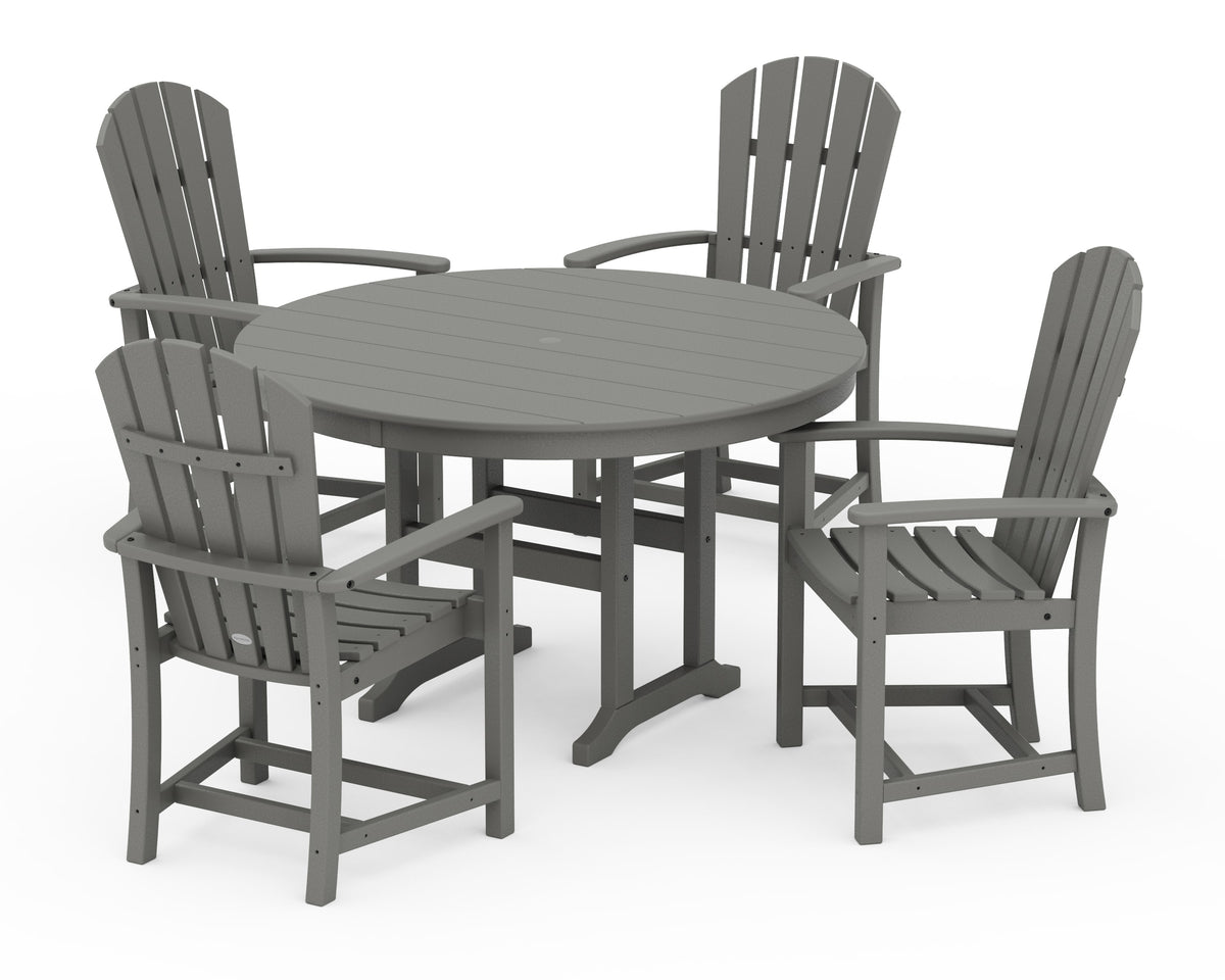POLYWOOD Palm Coast 5-Piece Round Farmhouse Dining Set in Slate Grey