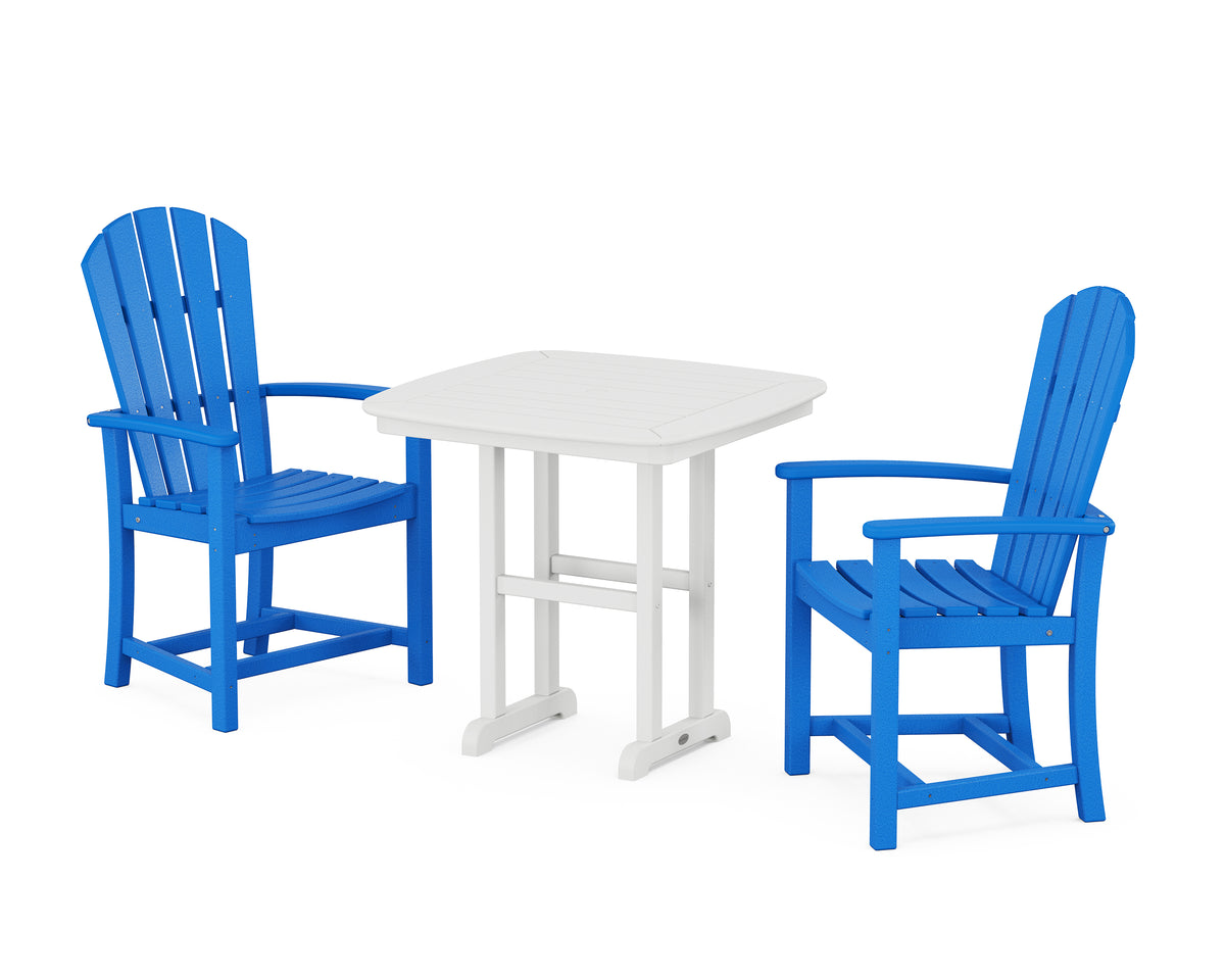 POLYWOOD Palm Coast 3-Piece Dining Set in Pacific Blue / White