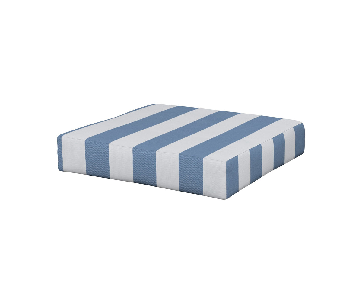 POLYWOOD Prescott Ottoman Cushion in Cabana Stripe Sky Blue