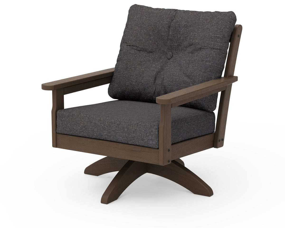 POLYWOOD Vineyard Deep Seating Swivel Chair in Kona / Ash Charcoal