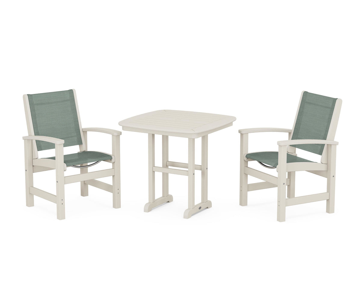 POLYWOOD Coastal 3-Piece Dining Set in Sand / Dupioni Sea Mist