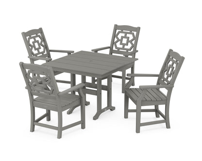 POLYWOOD Chinoiserie 5-Piece Farmhouse Dining Set in Slate Grey