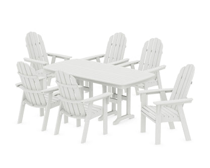 POLYWOOD Vineyard Curveback Adirondack Chair 7-Piece Dining Set in Vintage White