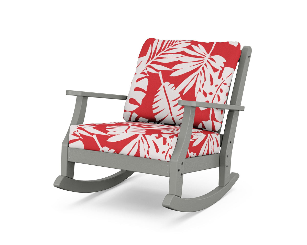 POLYWOOD Wovendale Deep Seating Rocking Chair in Slate Grey / Leaf Crimson