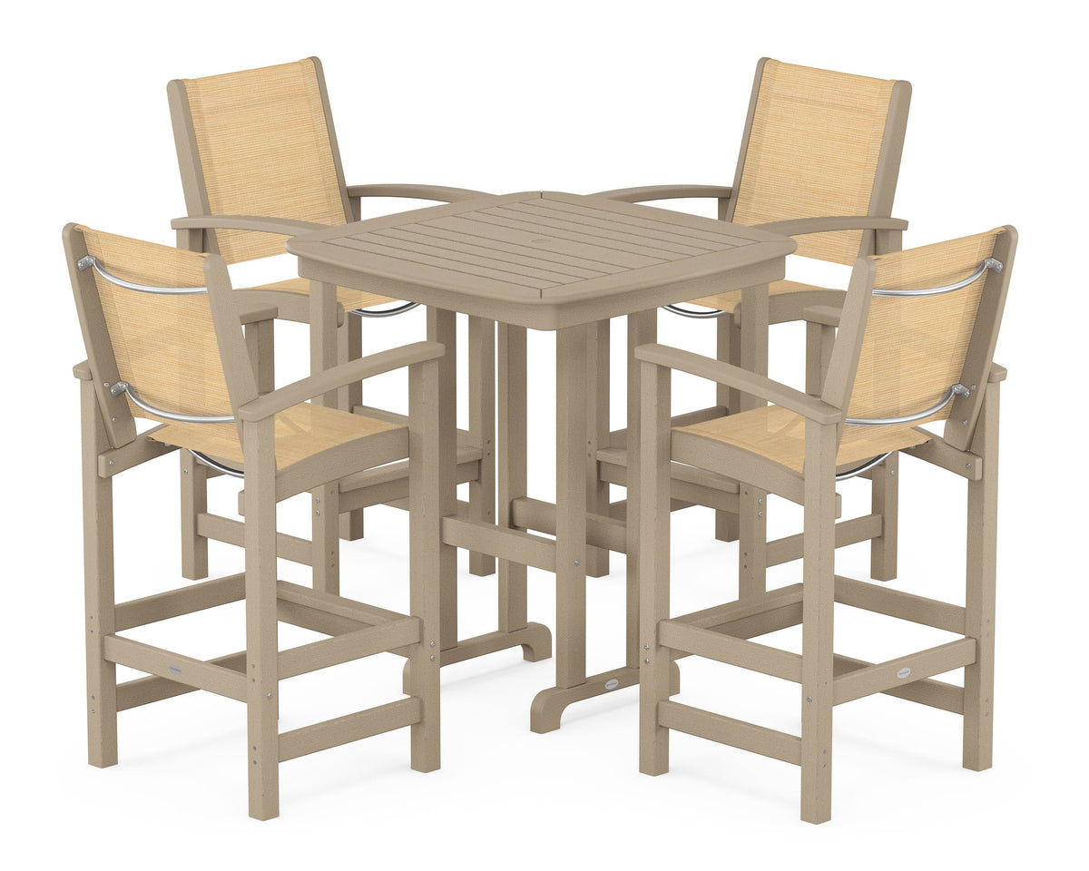 POLYWOOD Coastal 5-Piece Bar Set in Vintage Sahara / Dupioni Apricot