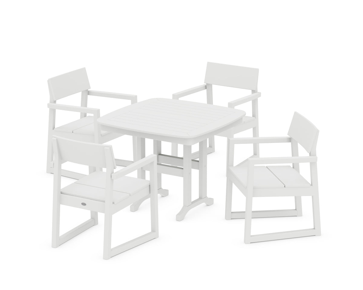 POLYWOOD EDGE 5-Piece Dining Set in White