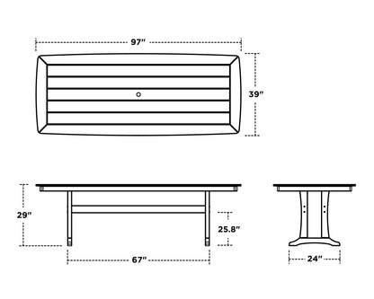 POLYWOOD Nautical Trestle 39" x 97" Dining Table dimensions