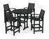 POLYWOOD 5 Piece Signature Bar Dining Set in Black