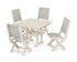 POLYWOOD Coastal Folding Side Chair 5-Piece Farmhouse Dining Set in Sand / Birch