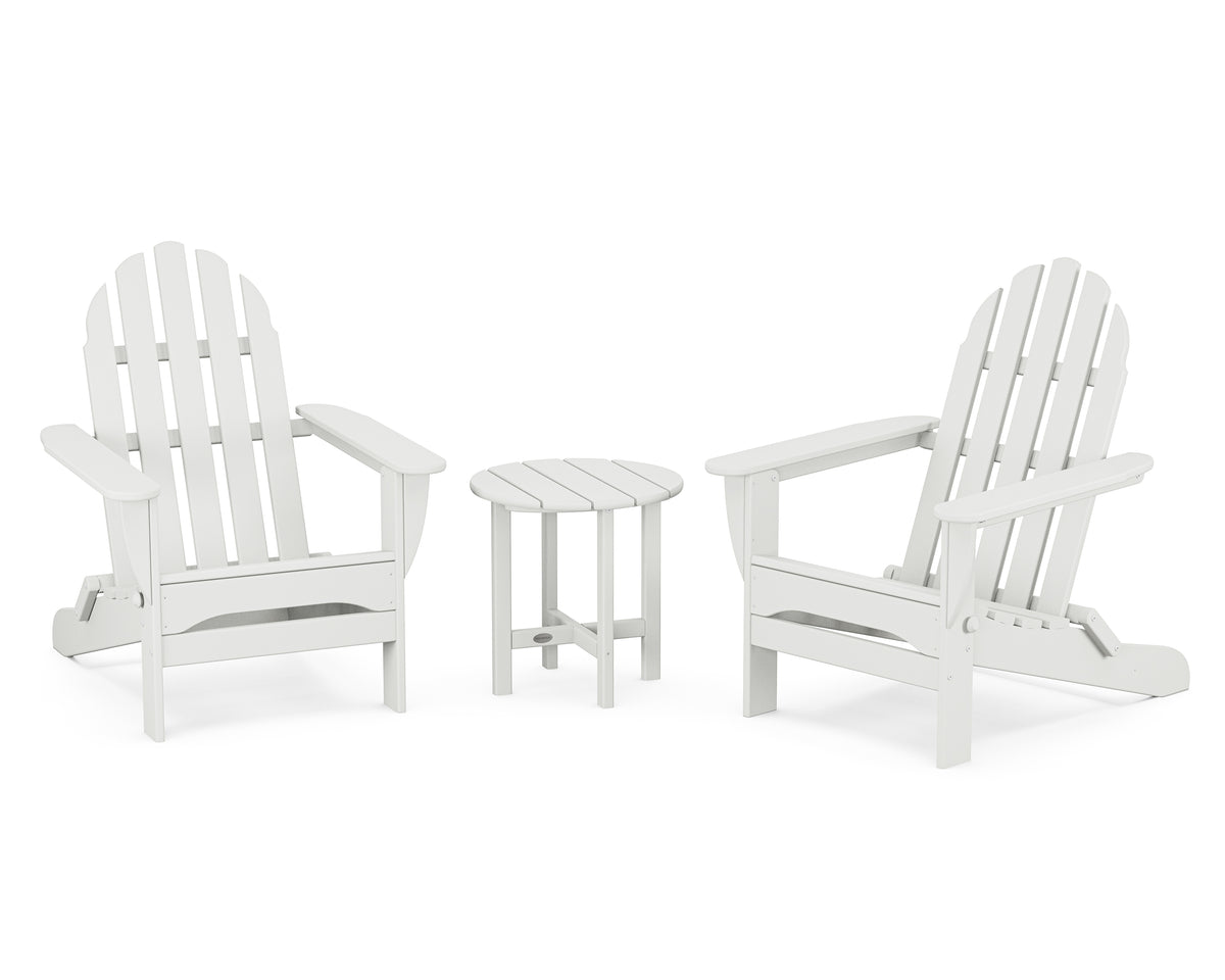 POLYWOOD Classic Folding Adirondack 3-Piece Set in White