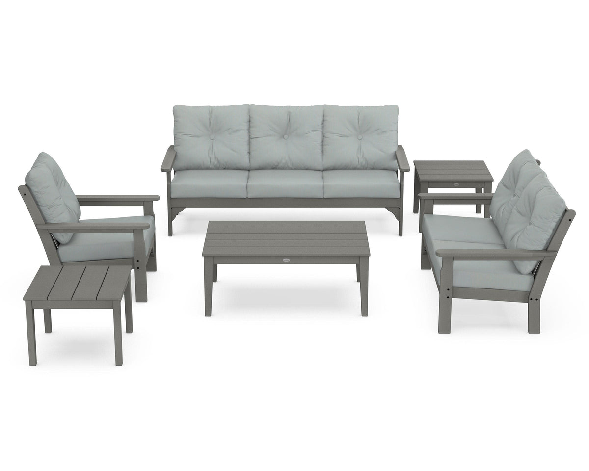 POLYWOOD Vineyard 6-Piece Deep Seating Set in Slate Grey / Spa