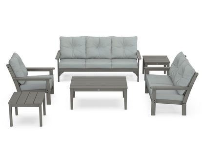 POLYWOOD Vineyard 6-Piece Deep Seating Set in Slate Grey / Spa