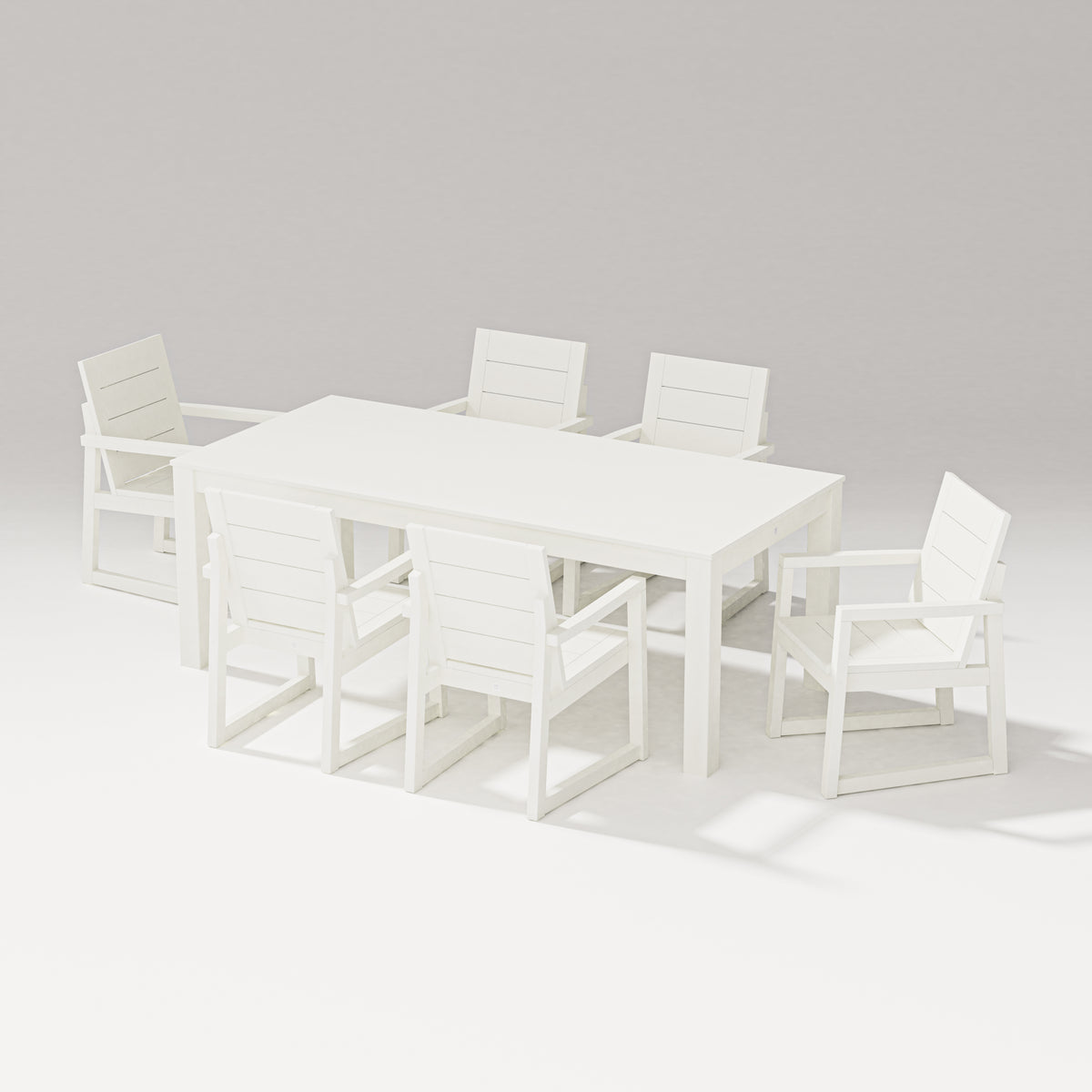 POLYWOOD PW Designer Series Elevate 7-Piece Parsons Table Dining Set in Vintage White