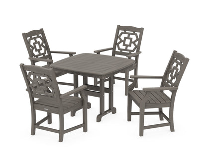 POLYWOOD Chinoiserie 5-Piece Dining Set in Driftwood