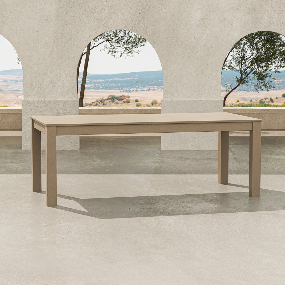 POLYWOOD 84" Parsons Dining Table in Vintage Sahara in an outdoor setting