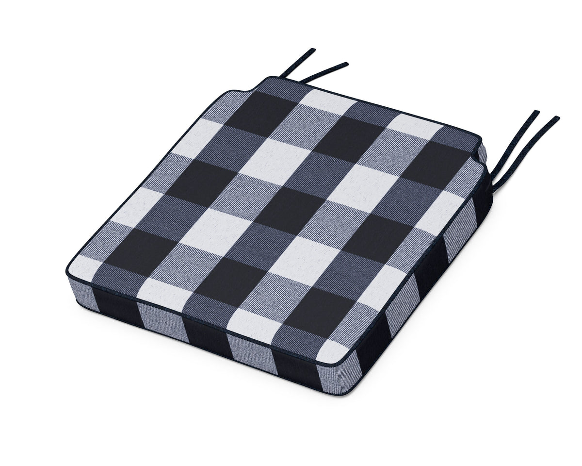 POLYWOOD Acadia Dining Side Seat Cushion in Buffalo Plaid Marine Indigo