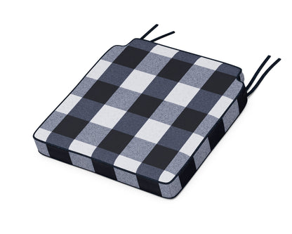 POLYWOOD Acadia Dining Side Seat Cushion in Buffalo Plaid Marine Indigo