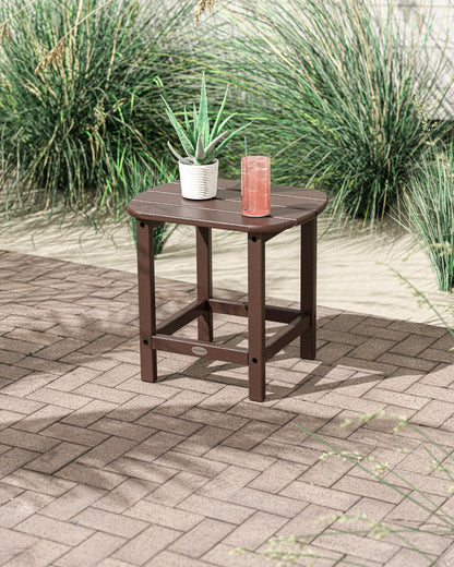 POLYWOOD South Beach 18" Side Table in Mahogany styled outdoors