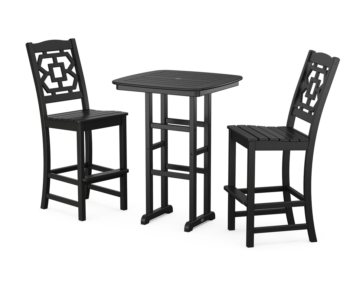 POLYWOOD Chinoiserie 3-Piece Bar Set in Black