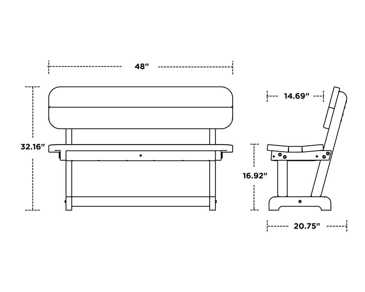 POLYWOOD Park 48" Bench dimensions