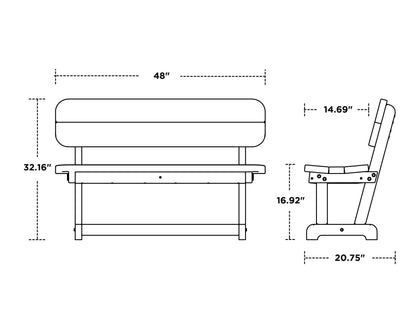 POLYWOOD Park 48" Bench dimensions