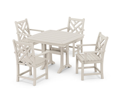 POLYWOOD Chippendale 5-Piece Dining Set with Trestle Legs - 37" Table in Sand