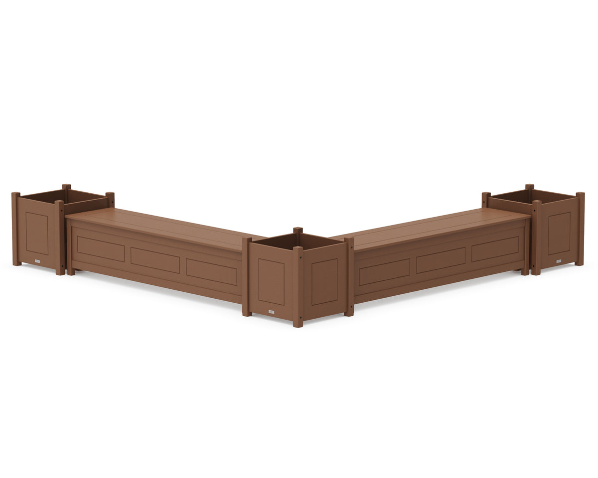 POLYWOOD 72" Country Living L-Shaped Planter Storage Bench Corner Set - Large in Teak