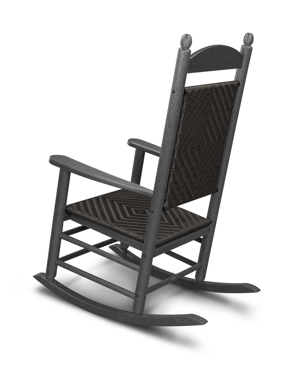 Angled view of a piece from the POLYWOOD Jefferson 3-Piece Woven Rocker Set