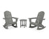 POLYWOOD Vineyard Curveback 3-Piece Adirondack Rocking Chair Set in Slate Grey