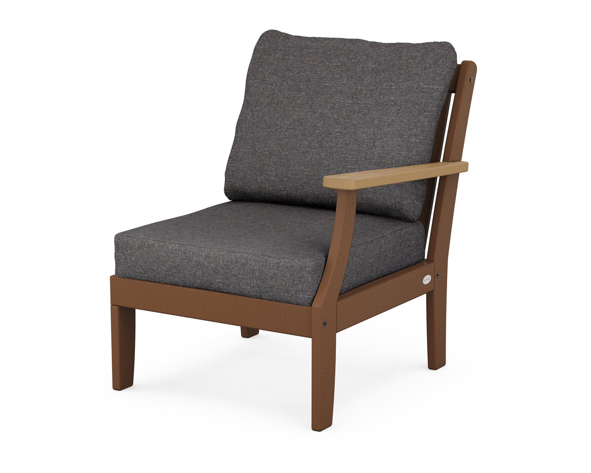 POLYWOOD Braxton Modular Right Arm Chair in Teak / Natural / Ash Charcoal
