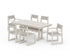 POLYWOOD EDGE Sling 7-Piece Farmhouse Trestle Dining Set in Sand / Birch