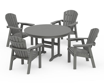 POLYWOOD Seashell 5-Piece Round Farmhouse Dining Set in Slate Grey
