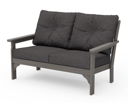 POLYWOOD Vineyard Deep Seating Loveseat in Driftwood / Ash Charcoal